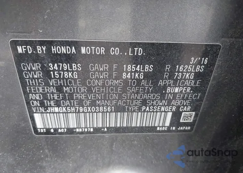 2016 Honda Fit Ex from USA, damaged, VIN JHMGK5H79GX038561